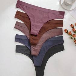 Shein Plus Size Seamless Comfortable Ribbed Thong Panties - Casual Collection