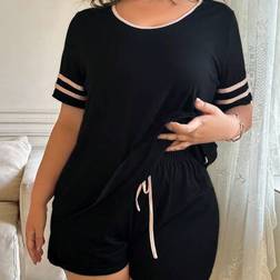 Shein Soft & Skin-Friendly Color Block Plus Size Pajama Set