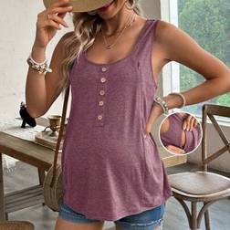 Shein Maternity Nursing Sleeveless Solid Color Minimalist Casual Daily Wear