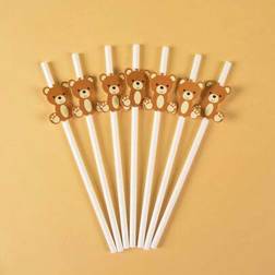 Shein Bear Paper Straws 30 Pcs Brown