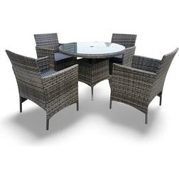 Outdoor Living 5-Piece Rattan Wicker Relaxed Garden Patio Dining Set