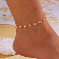 Shein Summer Beach Style Daisy & Golden Chain Anklet