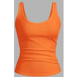 Shein Basic Sleeveless Racerback Slim Rib Knit U Neck Tank Top - Orange