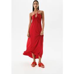 H&M Drapiertes Neckholder-Kleid - Rot