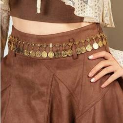 Shein Metallic Women Waist Chain Dress Belt - Gold