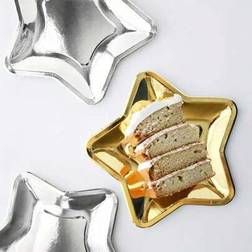 Shein Gold & Silver Star Shaped Disposable Paper Plates 10pcs