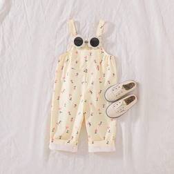 Shein Baby Girls Ditsy Floral Jacquard Strap Overall Jumpsuit - Spring Summer