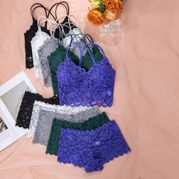 Shein Spring & Summer Sexy Lace Lingerie Set - Wire-Free