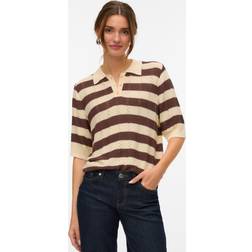 Vero Moda Vmrandi SS Oneck Polo Knit Top - Vit