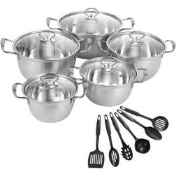 Shein 11 Pcs Induction Non Stick Stainless Steel Cooking Pot Pan With Lids Cookware Set