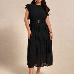 Shein Elaquor Plus Size Solid Color Casual Dress - Black