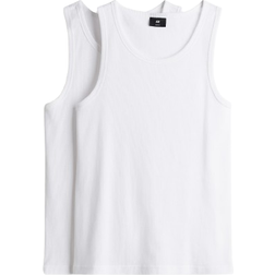H&M Slim Fit Ribbed Vest Tops 2-pack - White