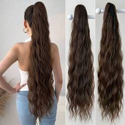 Shein Claw Ponytail Extension Brown 32 Inch Long Natural Water Wave Heat Resistant Fiber