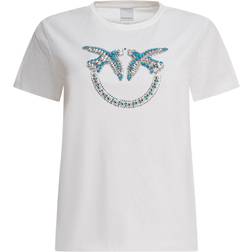 Pinko Love Birds Monogram Logo T-shirt - White