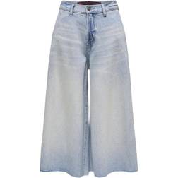Only Onlla Høj Talje Wide Leg Fit Denimshorts - Light Blue Denim