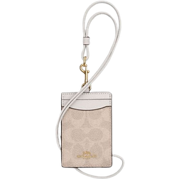 Coach Id Lanyard In Signaure Canvas - Gold/Sand/Chalk