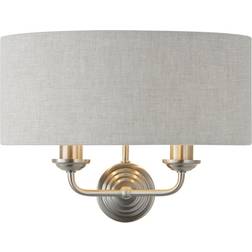 Endon Highclere Twin Brushed Chrome/Natural Väggarmatur