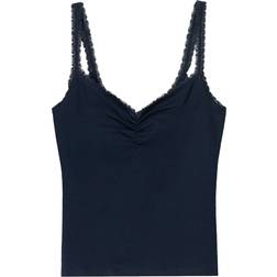 Bershka Lace Top With Straps - Navy