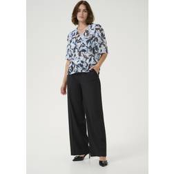 Kaffe Elina Floral Print V-Neck Blouse - Blue