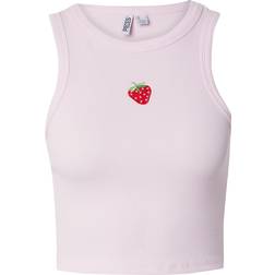 Pieces Embroidered Cropped Vest Top - Light Pink