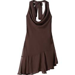 Bershka Sommerkjole Med Flæsedetaljer I Chiffon - Brun