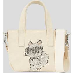 Karl Lagerfeld Ikon Choupette Rhinestone Small Shopper - Natural