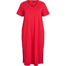 Zizzi T-shirtklänning vDorit S/S Midi Dress - Röd