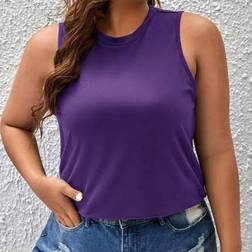 Shein Plus Size Solid Color Casual Scoop Neck Tank Top