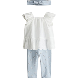 H&M 3-Delat Set I Bomull - Ljusblå/Vit