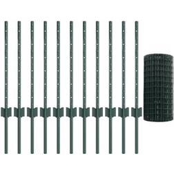 vidaXL Euro Zaun Set aus 2 Grün Stahl 25 x 0.6 m