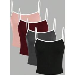 Shein Versatile Solid Color Women Camisole Vests - Black/White
