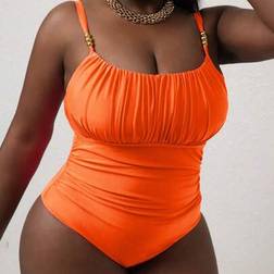 Shein Plus Size Solid Color Fashion Casual Adjustable Shoulder Strap One-Piece Swimsuit