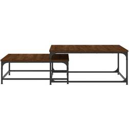 vidaXL 832822 Brown Oak Nesting Table 80x80cm 2pcs
