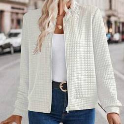 Shein Elegant Commuter Fitted Long Sleeve Zipper Front Solid Color Cardigan