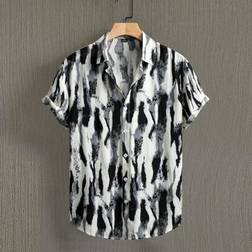 Shein Men's Tie-Dye Print Single-Breasted Casual Short Sleeve Shirt