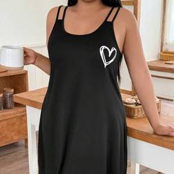 Shein Plus Size Casual Sleeveless Heart Print Nightgown