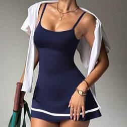 Shein Adjustable Strap Contrast Stripe Hem Tankini Set - Spring/Summer