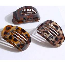 Shein 1pc/3pcs Women Leopard Print Flat Clip Hair Accessories, Comfortable Arc Design, Suitable For Medium Thick Hair, Casual For Driving, Yoga