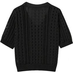 Shein Summer Casual Plus Size Short Sleeve Knitted Cardigan Sweater Top - Women