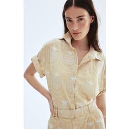 H&M Bluse Mit Broderie Anglaise - Greige/Ananasse