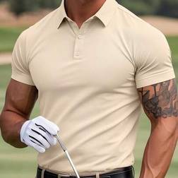 Shein Men's Plain Short Sleeve Polo Shirt - Summer