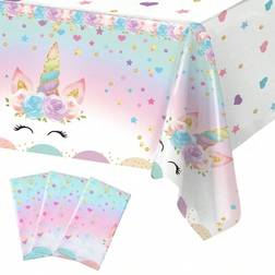 Shein Unicorn Theme Plastic Disposable Tablecloth Pink