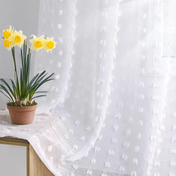 Shein 2 Pcs Minimalist Romantic Polka Dot Striped Sheer Curtain Panels