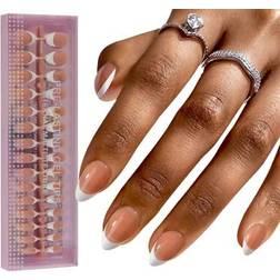 Shein Short Almond French Gel Nails - Nude