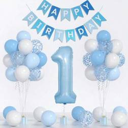 Shein Baby Blue White Balloons 35pcs Set