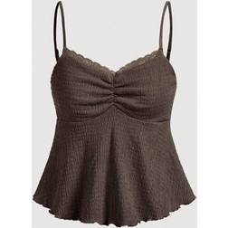 Shein Simple And Fashionable Ruched Bust Arc A-Line Back Pleat Tank Top - Summer