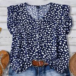 Shein Plus Size Women's V-Neck Cap Sleeve Casual Holiday Blouse