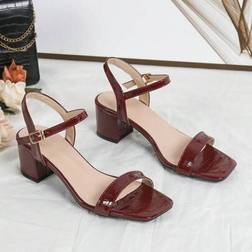 Shein Summer Wine Red Ruched High Heel Sandals - Summer Wine Red