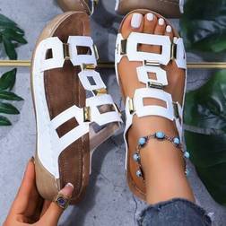 Shein Ladies Summer Casual Platform Slipper With Rivet - Black/White/Blue