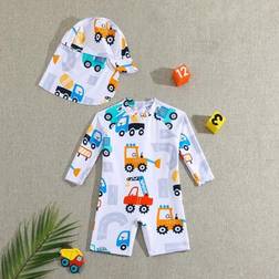 Shein Baby Boy Swimsuit One-Piece With Cap